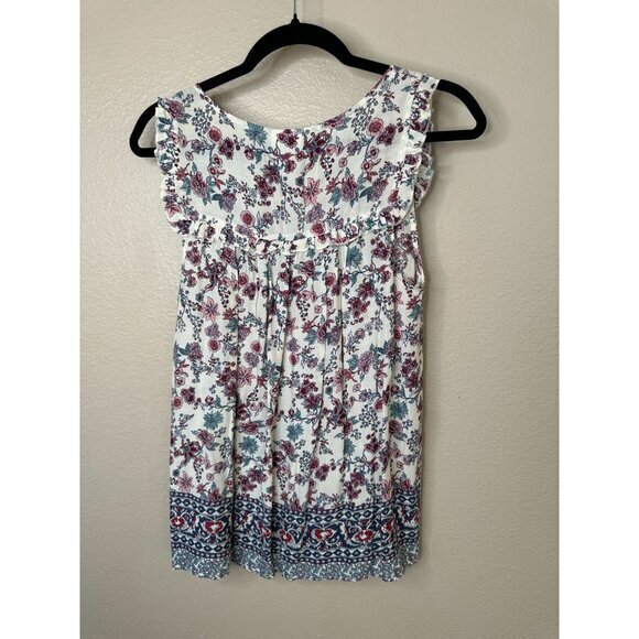 Knox Rose Womens White Blouse Small floral aline rayon‎ sleeveless round neck - Picture 5 of 6
